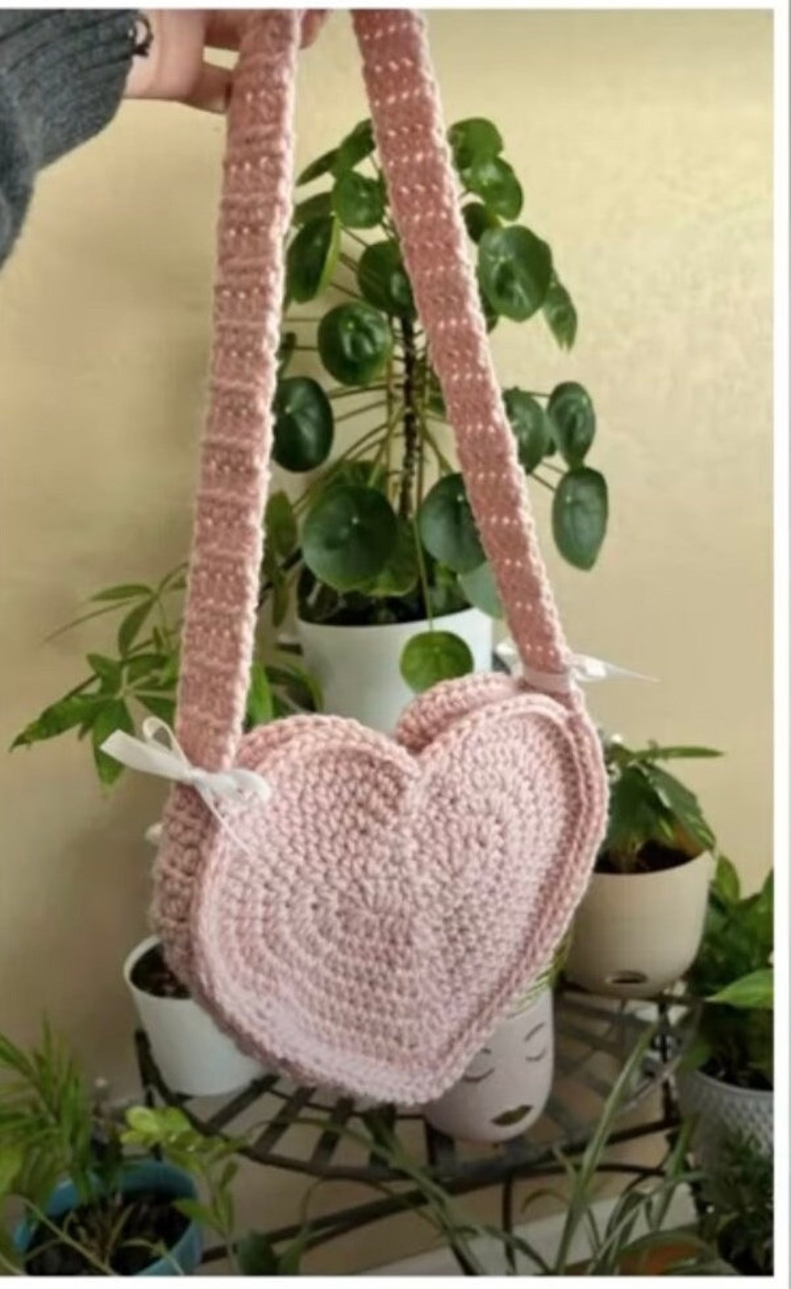 Crochet Heart Purse, Handmade Heart Shaped Purse, Modern Small Crochet