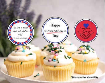 Dr. Martin Luther King Jr. Day PDF Printable Quotes Cupcake Toppers, Labels and Tags