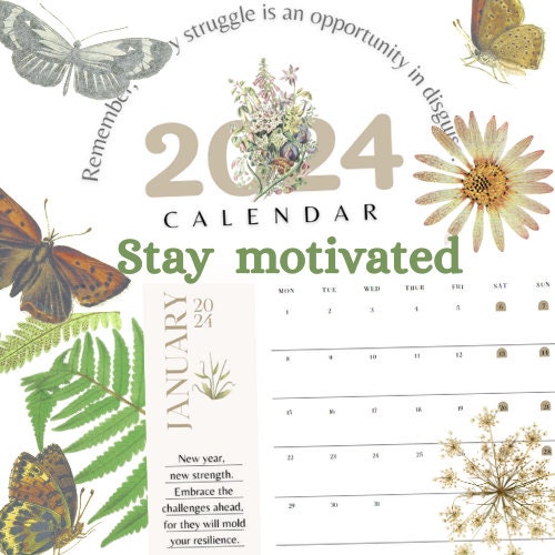 Printable Motivational Calendar 2024 Etsy