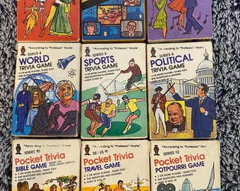 1984 “According to Professor Hoyle” Pocket Trivia — Series 1, 2, 3, 4, 5, 6, 10, 11, 12