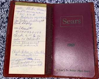 1969 Sears manager’s red leather planner w/ notepad