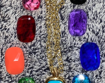 Joan Rivers interchangeable pendant necklace w/ 9 gems — vintage QVC!