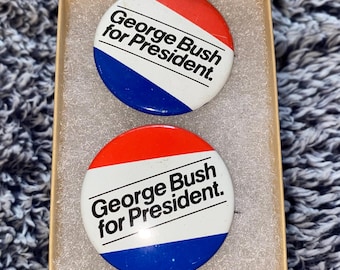 George Bush for President '88 campaign buttons - set of 2