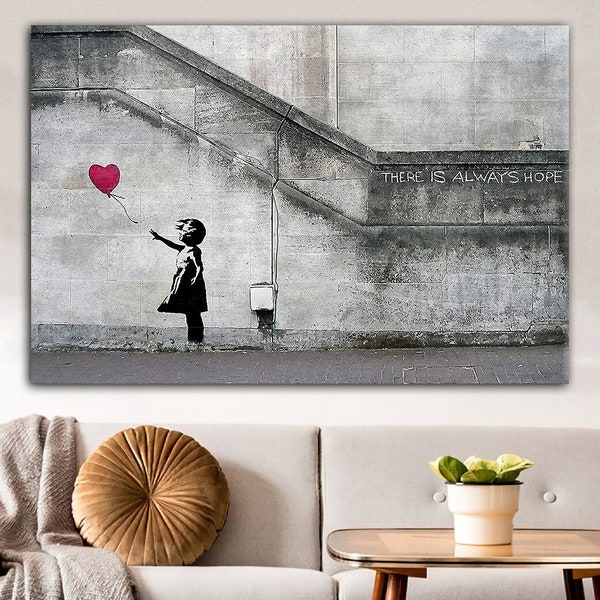 Banksy Balloon, Banksy Love Red Balloon, irl, Girl With Balloon, Banksy Canvas Wall Art, Banksy Print, Graffiti Wall Art, Ready To Hang