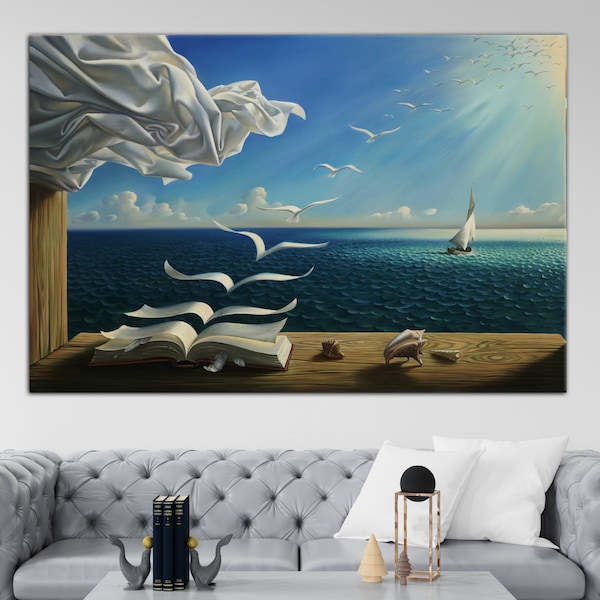 Salvador Dali, Salvador Dali Canvas, Salvador Dali Print, Book to Birds, Salvador Dali Poster, Ready to Hang