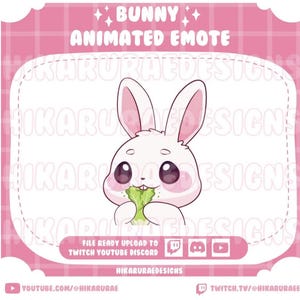 Animated Bunny Emote for Twitch, Discord, and YouTube | Cute Kawaii Bunny Stream Emotes | VTuber Overlay Assets | Instant Download PNG