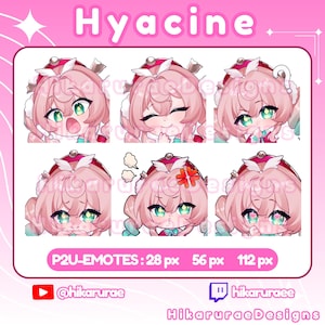 Hyacine Emote Bundle Honkai Star Rail | Cute Twitch Discord YouTube Emotes | Streamer Bundle Download | Kawaii Vtuber Emote Pack PNG