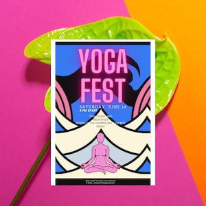 Yoga fest invitation, yoga session invitation, namaste invitation, yoga party invite, ladies yoga party, editable canva, editable template.