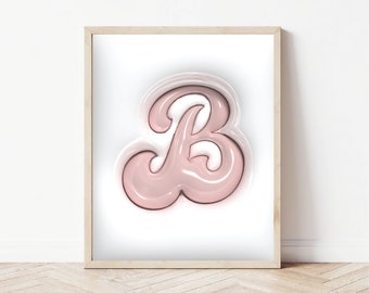 Cute Personalised Initial Letter Wall Art, Nursery Art Print with 3D effect