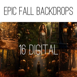 16 Epic Fall Digital Backdrops, Photography Backgrounds, Photo Editing, Dramatic Lighting, Photoshop, Halloween, Autumn Leaves, Old Truck