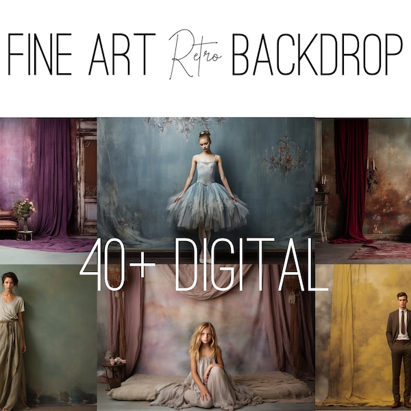 40 + Fine Art Retro Studio digitale achtergronden, fotografiestudio Retro digitale achtergrond, fotobewerking, Photoshop, moederschap overlay