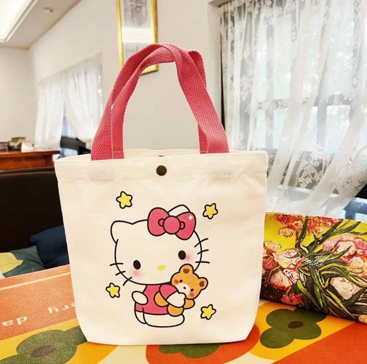 RICHTRUE Cute Tote Bags Teen Trendy Stuff Bear Tote Bag Aesthetic Tote Bags  for School Lunch Tote