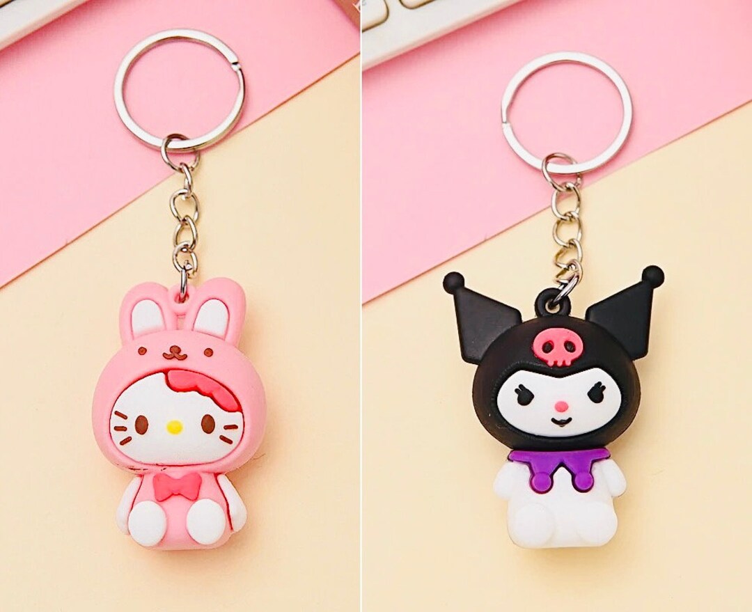 Hello Kitty and Kuromi Keychains Etsy