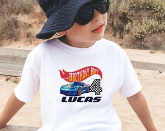 Race Car Birthday Shirt, Hot Cars Themed Party, Custom Birthday Boy Shirt, Matching Family Shirts, Wheels Party, 4th 5th Birthday Shirt