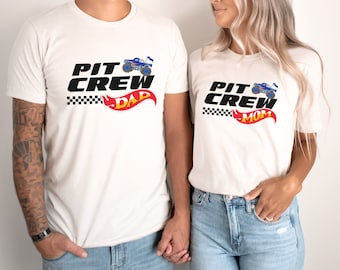 Camisas de aniversário combinando para a família Monster Truck, camisa personalizada de Monster Truck para meninos, festa quente de Monster Truck, camisas de mamãe e papai Pit Crew