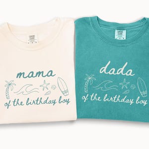 Surf Birthday Shirts The Big One Surf 1st Birthday Family Shirts First Big Wave Surfing Theme Party Surf Family Tees Mama Dada Beach Shirt