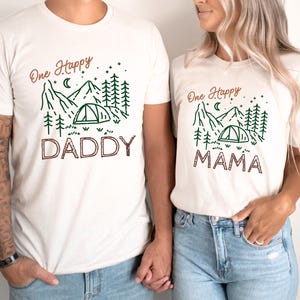 One Happy Camper First Birthday Camping Birthday Shirts, Camping Family Matching Tees One Happy Camper Theme Party 1st Birthday Boy Outfit