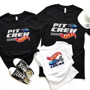 Race Car Family Matching Birthday Shirt, Wheels Birthday Shirt, Custom Birthday Boy Shirt, Hot Cars Party, Pit Crew Mommy and Me Shirts image 1