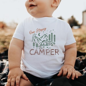 One Happy Camper First Birthday Boy Outfit Camping Birthday Shirt Camping Family Matching Tees One Happy Camper Theme Party Camp 1st Bday