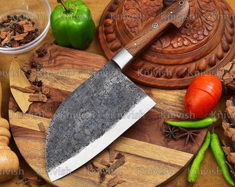 Hand forged Serbian chef knife bush craft cleaver custom kitchen knife Birthday Gifts Groomsmen Gifts Mothers Day Gift