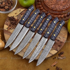 Steak Knives Set 6 Pcs With Black Wood Handle BBQ Steak knives Anniversary Gifts Birthday Gifts Corporate Gifts Engraved Gifts Labor Day
