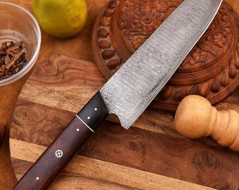 Koksmes Damascus Stalen Mes Houten Handvat Keuken Bunkames Scherpe Rand Bruiloft Verjaardagscadeaus Verjaardagscadeaus Vaderdag
