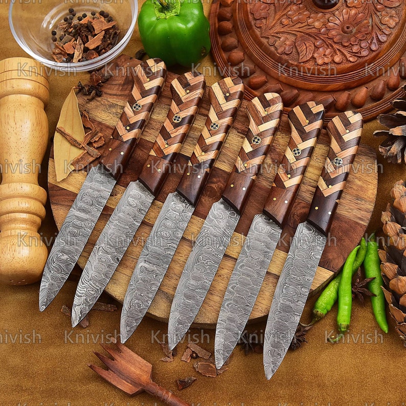 Handmade steak knives set 
Damascus Steel Steak Knives 
TABLE KNIVES 
Sharp edge knives 
bbq accessories
Grilling Knives 
Gift for Him
Gift for Her 
Groomsmen Gifts
Wedding Gifts 
Handmade Knives
Birthday Gifts
Thanksgiving Gifts
Christmas Gifts