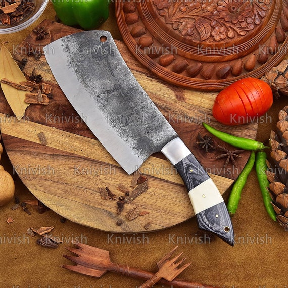 Handmade Cleaver Knife Forged Steel Wood Handle Chef Butcher Slicing Chop  Bones