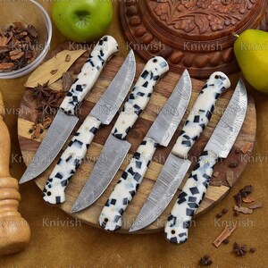 Handmade steak knives set 
Damascus Steel Steak Knives 
TABLE KNIVES 
Sharp edge knives 
bbq accessories
Grilling Knives 
Gift for Him
Gift for Her 
Groomsmen Gifts
Wedding Gifts 
Handmade Knives
Birthday Gifts
Thanksgiving Gifts
Christmas Gifts