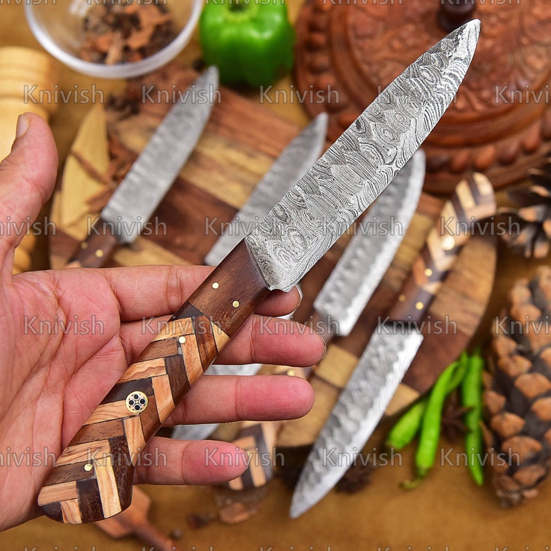 Handmade steak knives set 
Damascus Steel Steak Knives 
TABLE KNIVES 
Sharp edge knives 
bbq accessories
Grilling Knives 
Gift for Him
Gift for Her 
Groomsmen Gifts
Wedding Gifts 
Handmade Knives
Birthday Gifts
Thanksgiving Gifts
Christmas Gifts
