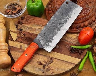 Chef Cleaver Full Tang Handmade High Carbon Steel Valentines Day Gifts Grooms man Gifts Birthday Gifts Anniversary Gifts, Mothers Day Gifts