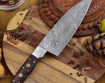 Kitchen Chef Knife Damascus Steel Chef Knives With Rose Wood Handle Anniversary Gifts, Birthday Gifts, Groomsman Gifts, Mothers Day Gift