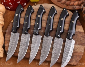 Steak Knives Set 6 Pcs Damascus Steel Blades Unique Handle Bbq Knives Birthday  Anniversary gifts,Independence Day Gifts