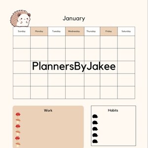 Egel & Paddestoelen Aanpasbare maandelijkse planner