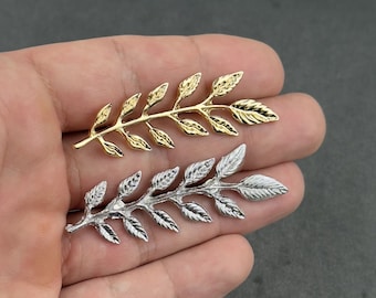 Gouden of zilveren bladbrochespeld | Unieke gouden sieraden | Minimalistische broche | Oude Griekse bladpin | Bay Leaf veiligheidsbroche | Blad broche