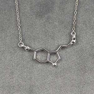 Silver Serotonin Molecule Necklace Science Pendant Science Dopamine Chemistry Gift Science Jewelry Chemistry Pendant Gift For Her image 1