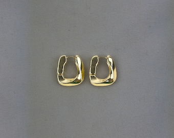 Chunky Gold Ohrringe | Zierliche Geometrische Ohrringe | Alltags Ohrringe für Sie | Geometrische Schmuck für jeden Tag Zierliches Geschenk für Sie | Niedlich