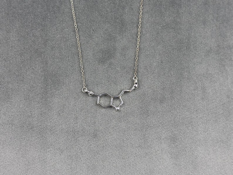 Silver Serotonin Molecule Necklace Science Pendant Science Dopamine Chemistry Gift Science Jewelry Chemistry Pendant Gift For Her image 4