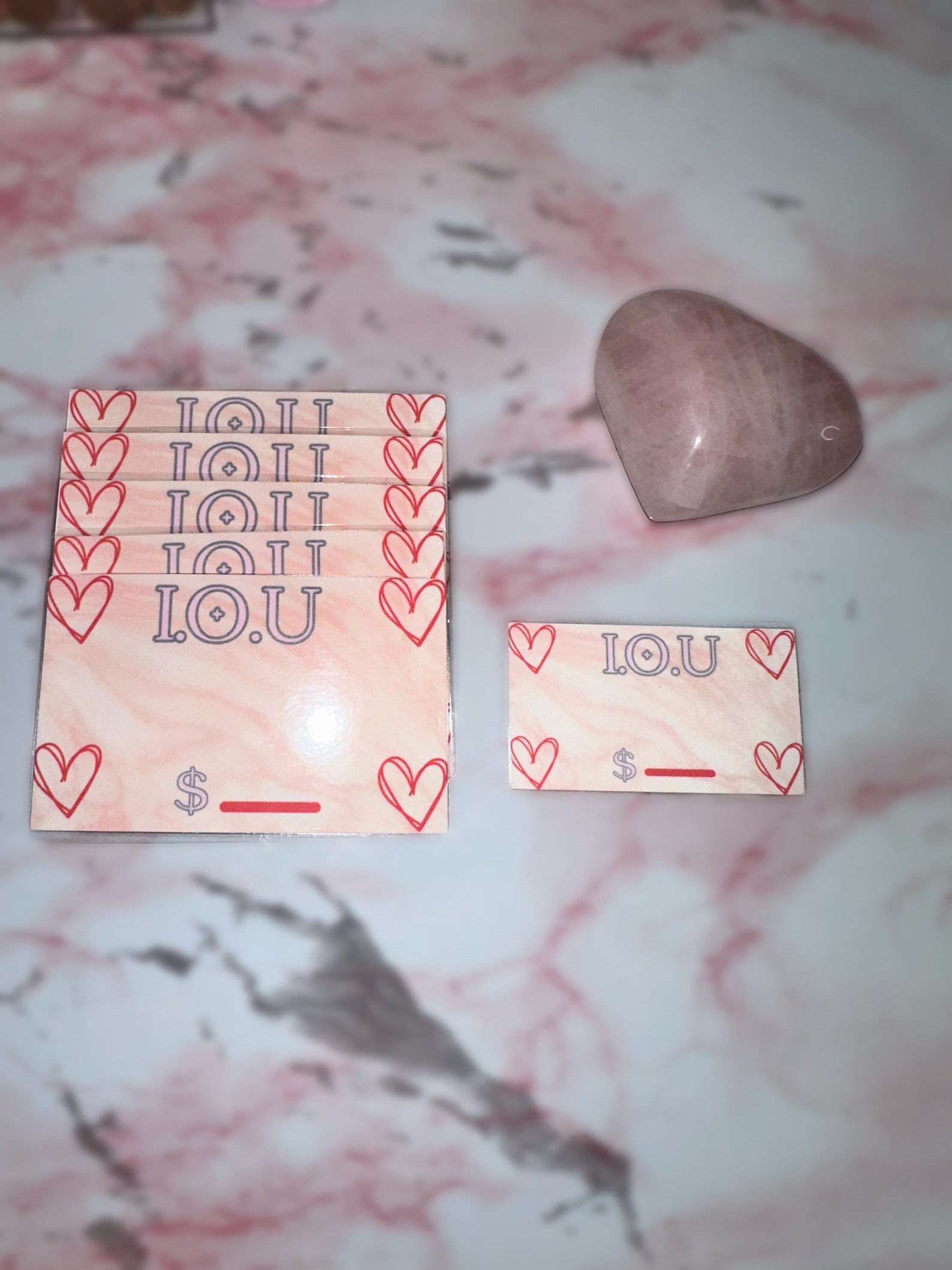 IOU Slips Pink Marble Etsy