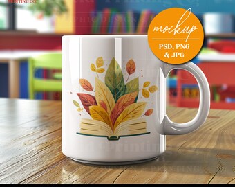 Classroom Mug Mockup, School Aesthetic Mug Mock-Up, Mockups for Designers, Colorful School Coffee Cup Mockup, Realistic Mug Mockup
