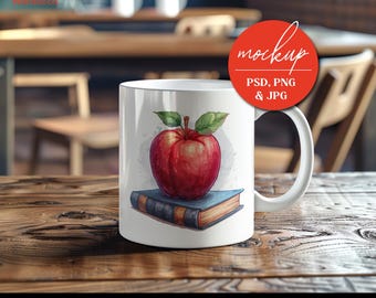School Mug Mockup, School Aesthetic Mug Mock-Up, Mockups for Designers, Colorful School Coffee Cup Mockup, Realistic Mug Mockup