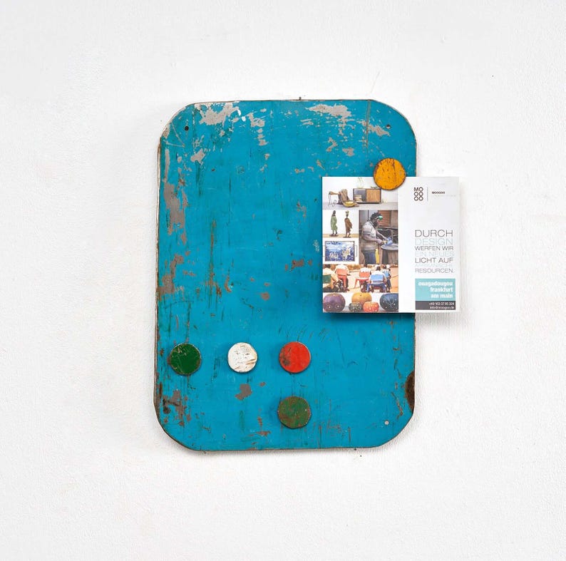 Magnetic board made from recycled oil drums with 5 colorful magnets image 7