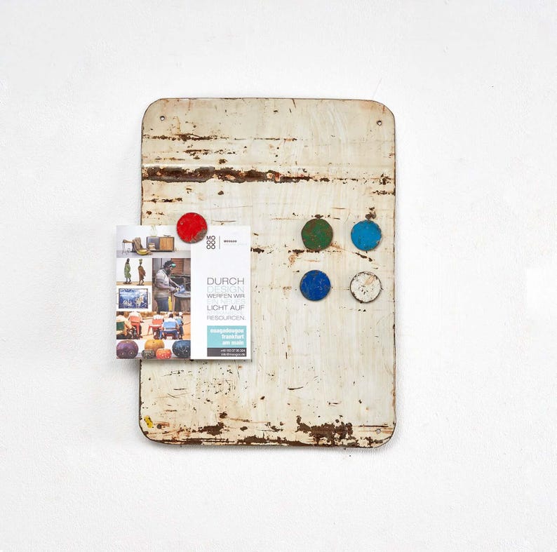Magnetic board made from recycled oil drums with 5 colorful magnets image 6