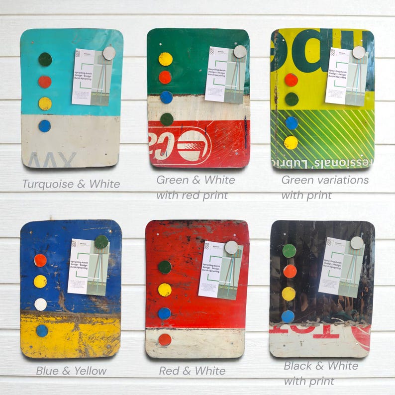 Magnetic board made from recycled oil drums with 5 colorful magnets image 10