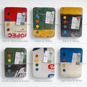 Magnetic board made from recycled oil drums with 5 colorful magnets image 2
