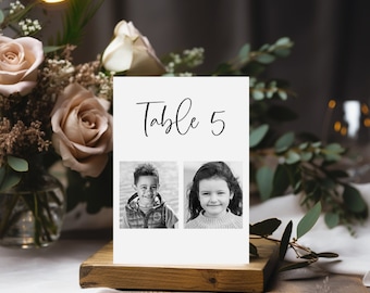 Photo Table Numbers, Minimalist Wedding Table Numbers, Editable Modern Wedding Signs, Picture Table Numbers, Instant Download, DIY, Decor