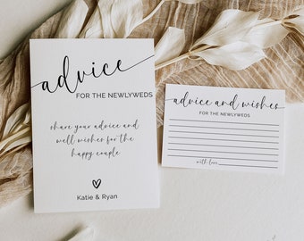 Wedding Advice Cards Template Advice and Wishes Sign Bridal Shower Games Wedding Activity Couple Shower Bridal Advice Sign Instant Download