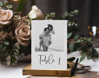 Minimalist Wedding Table Numbers, Printable Photo Table Numbers, Modern Wedding Signs, Editable Table Number Sign, Instant Download, Decor