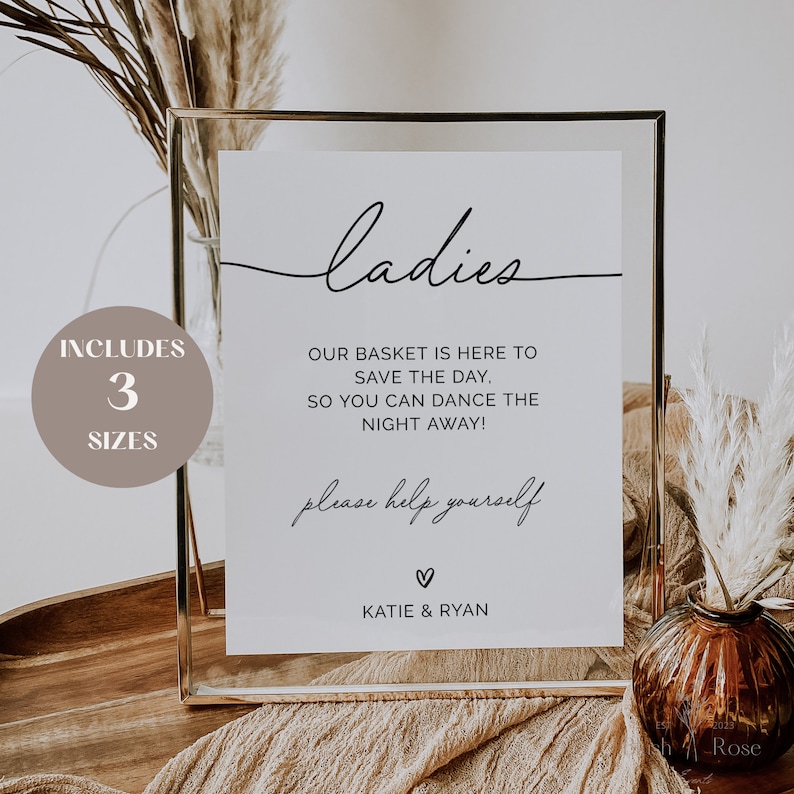 Wedding Bathroom Sign Template, Bathroom Basket Sign for Wedding, Please Help Yourself Sign, Wedding Signs, Instant Download, Editable, DIY