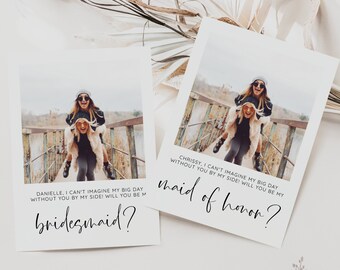 Will You Be My Bridesmaid, Bridesmaid Proposal Card, Bridesmaid Photo Card, Bridesmaid Gift, Modern Boho Wedding, MOH, DIY, Instant Download